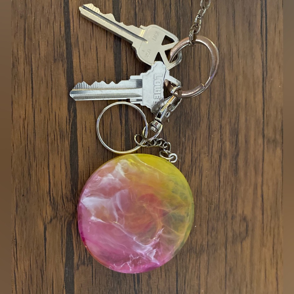 Multicolor Abstract Resin Keychain, bag charm MESSAGE ME YOUR COLOR